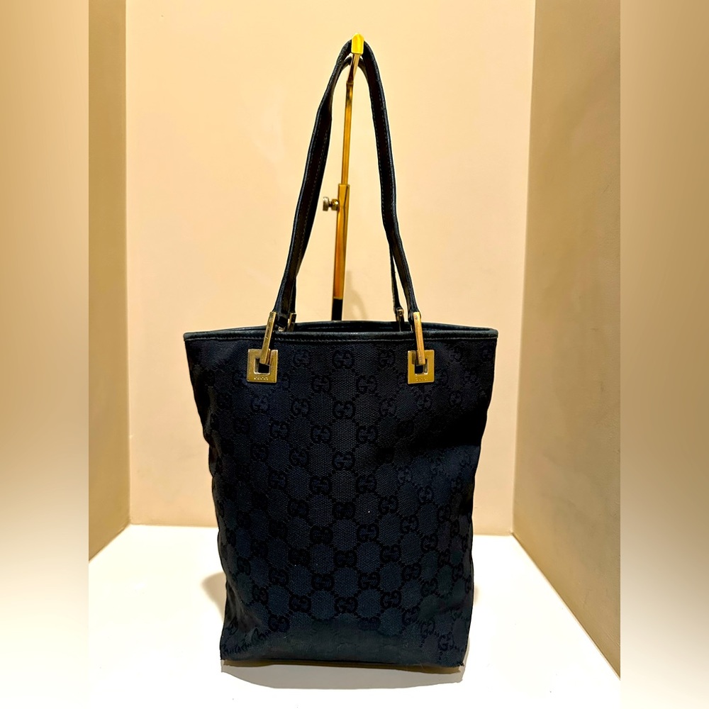 Gucci Black Padlock GG Coated Mini Canvas Tote